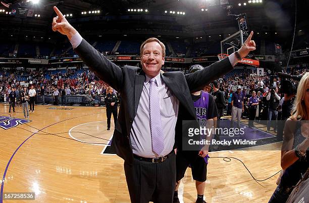 Announcer Grant Napear of the Sacramento Kings during the game between the Los Angeles Clippers and Sacramento Kings on April 17, 2013 at Sleep Train...