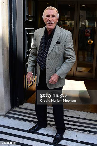 Bruce Forsyth sighted at BBC Radio One on April 23, 2013 in London, England.