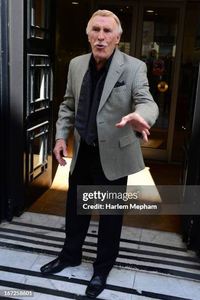 Bruce Forsyth sighted at BBC Radio One on April 23, 2013 in London, England.