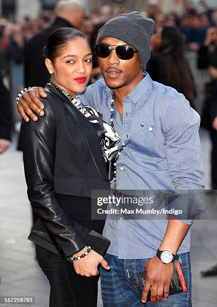 Natalie Williams and Ashley Walters attend a special screening of 'Iron Man 3' at Odeon Leicester Square on April 18, 2013 in London, England.