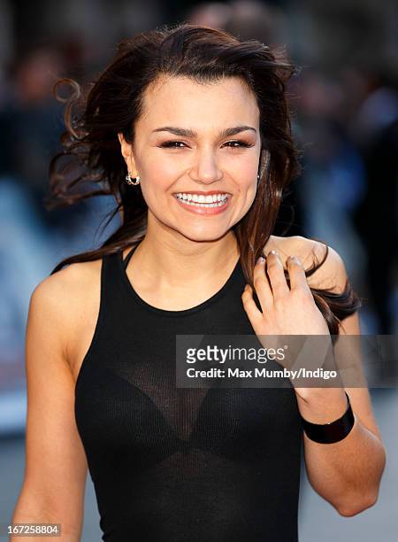 Samantha Barks attends a special screening of 'Iron Man 3' at Odeon Leicester Square on April 18, 2013 in London, England.