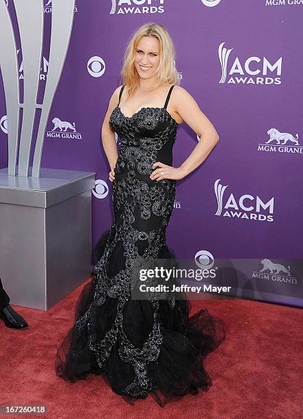 Kristy Osmunson arrives at the 48th Annual Academy of Country Music Awards at the MGM Grand Garden Arena on April 7, 2013 in Las Vegas, Nevada.