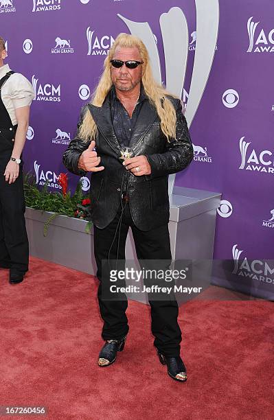Duane Lee 'Dog' Chapman arrives at the 48th Annual Academy of Country Music Awards at the MGM Grand Garden Arena on April 7, 2013 in Las Vegas,...