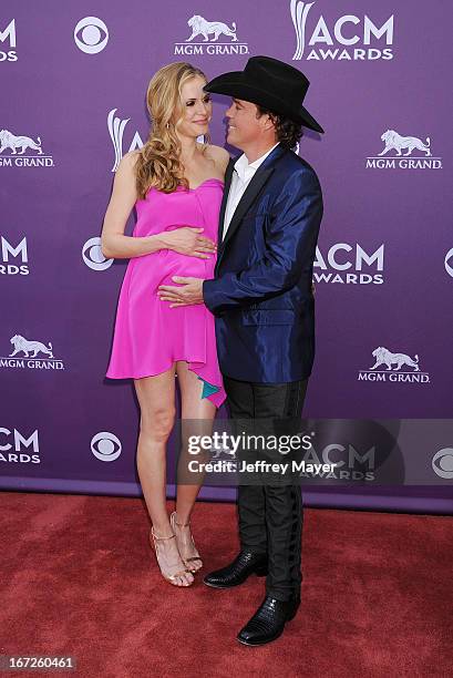 Jessica Craig and Clay Walker arrive at the 48th Annual Academy of Country Music Awards at the MGM Grand Garden Arena on April 7, 2013 in Las Vegas,...