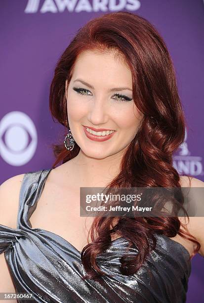 Katie Armiger arrives at the 48th Annual Academy of Country Music Awards at the MGM Grand Garden Arena on April 7, 2013 in Las Vegas, Nevada.