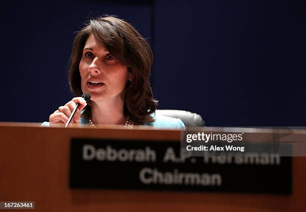 Chairman of National Transportation Safety Board Deborah Hersman during an investigative hearing into the Boeing 787 battery fire before the NTSB...