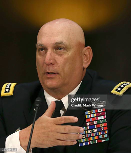 Chief of Staff of the U.S. Army Gen. Raymond Odierno testifies during a Senate Armed Services Committee hearing, on April 23, 2013 in Washington, DC....