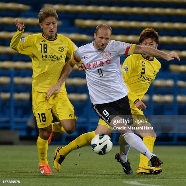 Zlatan Muslimovic of Guizhou Renhe in action during the AFC Champions League Group H match between Kashiwa Reysol and Guizhou Renhe at Hitachi...