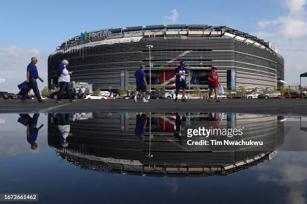 General view outside MetLife Stadium prior to a game between the Dallas Cowboys and the New York Giants on September 10, 2023 in East Rutherford, New...