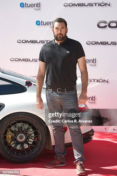 Spanish director Daniel Calparsoro attends the "Combustion" photocall on April 23, 2013 in Belmonte de Tajo, near of Madrid, Spain.