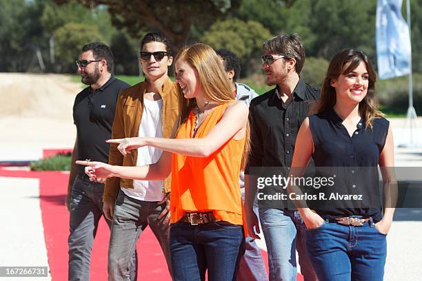 Director Daniel Calparsoro, Alex Gonzalez, Maria Castro, Alberto Ammann, Carlos Jean and Adriana Ugarte attend the "Combustion" photocall on April...