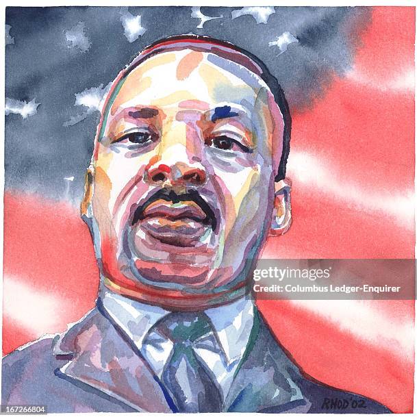 Col x 7.75 in / 196x197 mm / 667x670 pixels Richard Hodges color illustration of Dr. Martin Luther King, Jr.