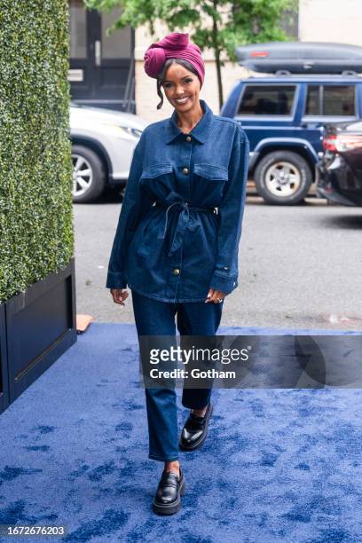Halima Aden attends a Tommy Hilfiger brunch in Tribeca on September 10, 2023 in New York City.