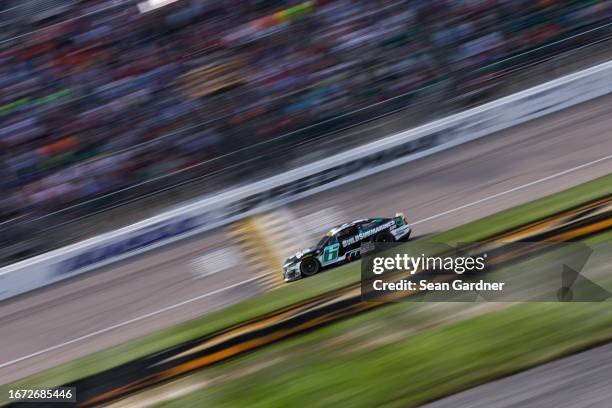 Brad Keselowski, driver of the BuildSubmarines.com Ford, drives during the NASCAR Cup Series Hollywood Casino 400 at Kansas Speedway on September 10,...