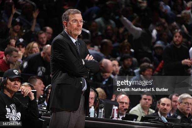 Carlesimo of the Brooklyn Nets during the game against the Chicago Bulls in Game Two of the Eastern Conference Quarterfinals during the 2013 NBA...