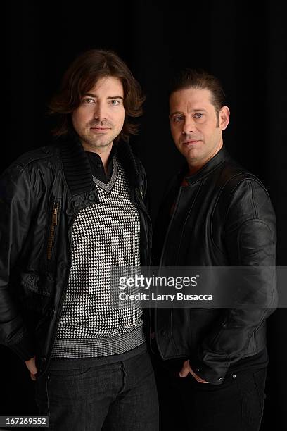 Victor Kubicek and Derek Anderson, co-directors of the film "In God We Trust" pose at the Tribeca Film Festival 2013 portrait studio on April 23,...