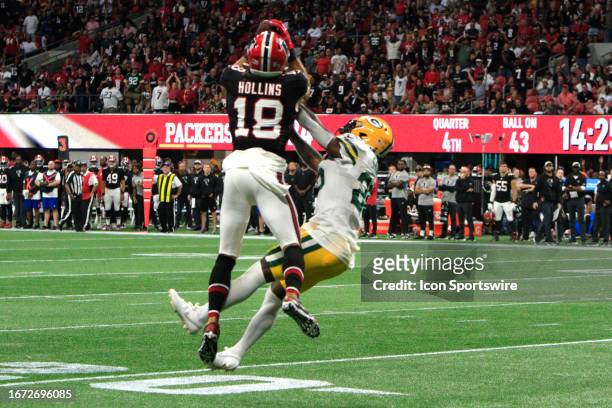 Atlanta Falcons wide receiver Mack Hollins catches a pass during the NFL game between the Green Bay Packers and the Atlanta Falcons on September 17,...