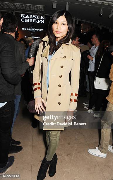 Gemma Chan attends Burberry Live at 121 Regent Street at Burberry on April 23, 2013 in London, England.