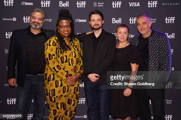 Majed Z. Samman, Nataleah Hunter-Young, Abu Bakr Shawky, Rula Nasser and Mohamed Hefzy attend the "Hajjan" premiere during the 2023 Toronto...