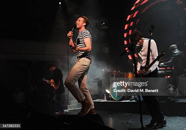 Ricky Wilson of Kaiser Chiefs performs at Burberry Live at 121 Regent Street at Burberry on April 23, 2013 in London, England.