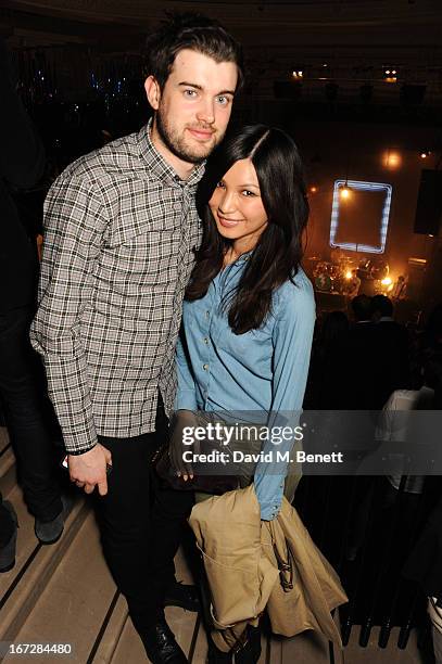 Jack Whitehall and Gemma Chan attend Burberry Live at 121 Regent Street at Burberry on April 23, 2013 in London, England.