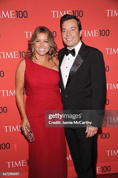 Producer Nancy Juvonen and comedian Jimmy Fallon attend the 2013 Time 100 Gala at Frederick P. Rose Hall, Jazz at Lincoln Center on April 23, 2013 in...