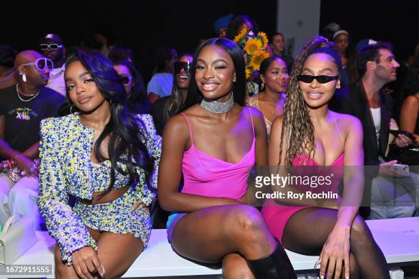 Marsai Martin, Coco Jones and La La Anthony attend the Sergio Hudson fashion show during New York Fashion Week The Shows at Gallery at Spring Studios...