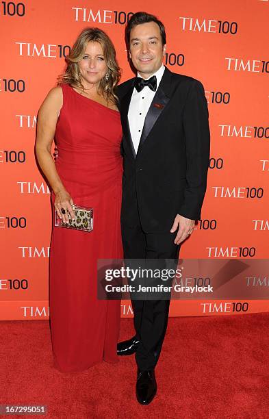 Host Jimmy Fallon and Nancy Juvonen attend the 2013 Time 100 Gala at Frederick P. Rose Hall, Jazz at Lincoln Center on April 23, 2013 in New York...