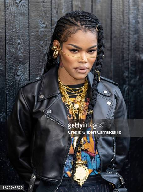 Teyana Taylor is seen arriving at the 3.1 Phillip Lim fashion show during New York Fashion Week on September 10, 2023 in New York City.