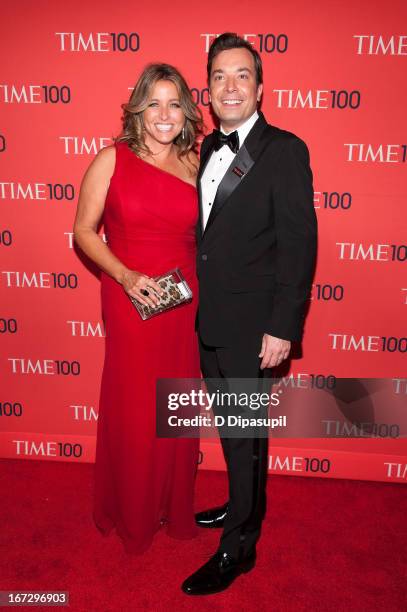 Jimmy Fallon and wife Nancy Juvonen attend the 2013 Time 100 Gala at Frederick P. Rose Hall, Jazz at Lincoln Center on April 23, 2013 in New York...