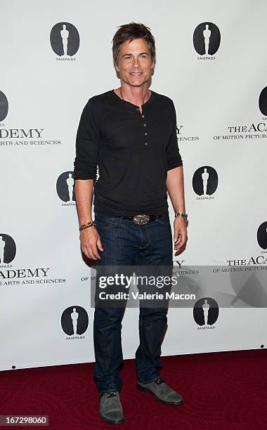 Rob Lowe attends Academy Of Motion Picture Arts And Sciences Hosts A "Wayne's World" Reunion at AMPAS Samuel Goldwyn Theater on April 23, 2013 in...