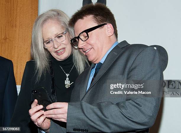 Penelope Spheeris and Mike Myers attends Academy Of Motion Picture Arts And Sciences Hosts A "Wayne's World" Reunion at AMPAS Samuel Goldwyn Theater...