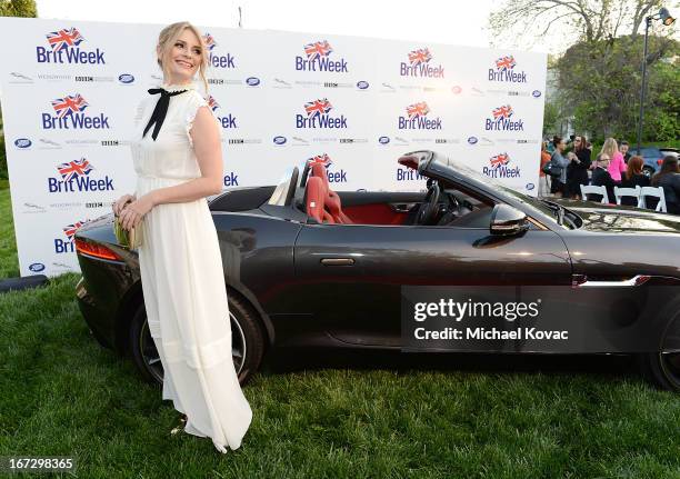 Actress Mischa Barton attends the BritWeek Los Angeles red carpet launch party with official vehicle sponsor Jaguar on April 23, 2013 in Los Angeles,...