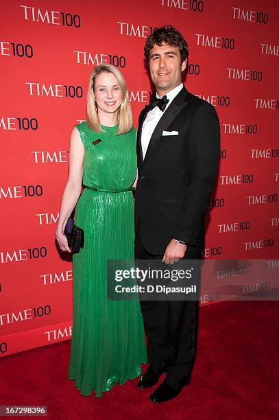 Marissa Mayer and husband Zachary Bogue attend the 2013 Time 100 Gala at Frederick P. Rose Hall, Jazz at Lincoln Center on April 23, 2013 in New York...