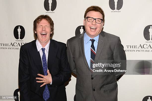 Mike Myers and Dana Carvey attend the Academy of Motion Picture Arts and Sciences hosts a "Wayne's World" reunion at AMPAS Samuel Goldwyn Theater on...