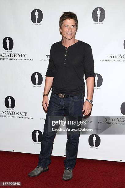 Rob Lowe attends the Academy of Motion Picture Arts and Sciences hosts a "Wayne's World" reunion at AMPAS Samuel Goldwyn Theater on April 23, 2013 in...