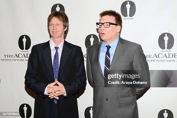 Mike Myers and Dana Carvey attend the Academy of Motion Picture Arts and Sciences hosts a "Wayne's World" reunion at AMPAS Samuel Goldwyn Theater on...