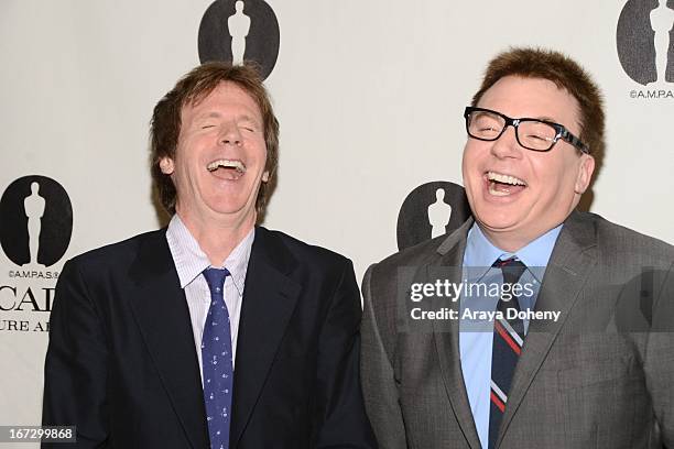 Mike Myers and Dana Carvey attend the Academy of Motion Picture Arts and Sciences hosts a "Wayne's World" reunion at AMPAS Samuel Goldwyn Theater on...