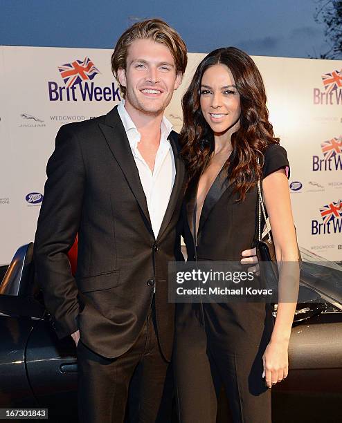 Personality Terri Seymour and model Clark Mallon attend the BritWeek Los Angeles Red Carpet Launch Party with Official Vehicle Sponsor Jaguar on...