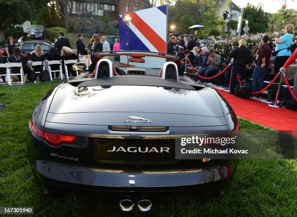 Details of the Jaguar F-TYPE at the BritWeek Los Angeles Red Carpet Launch Party with Official Vehicle Sponsor Jaguar on April 23, 2013 in Los...