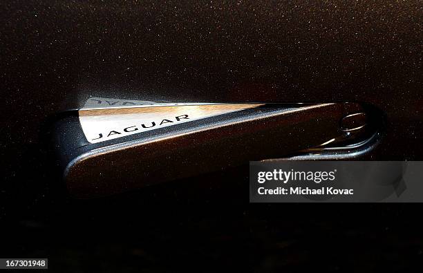 Details of the Jaguar F-TYPE at the BritWeek Los Angeles Red Carpet Launch Party with Official Vehicle Sponsor Jaguar on April 23, 2013 in Los...