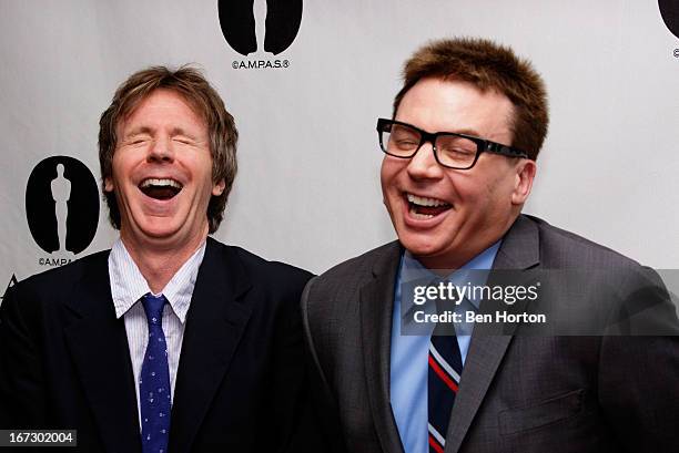 Mike Myers and Dana Carvey attend the Academy Of Motion Picture Arts And Sciences Hosts A 'Wayne's World' Reunion at AMPAS Samuel Goldwyn Theater on...