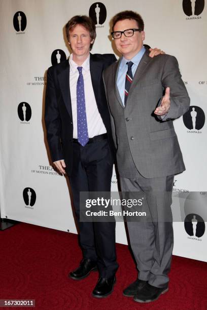 Mike Myers and Dana Carvey attend the Academy Of Motion Picture Arts And Sciences Hosts A 'Wayne's World' Reunion at AMPAS Samuel Goldwyn Theater on...