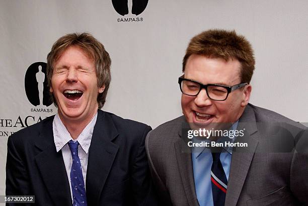 Mike Myers and Dana Carvey attend the Academy Of Motion Picture Arts And Sciences Hosts A 'Wayne's World' Reunion at AMPAS Samuel Goldwyn Theater on...