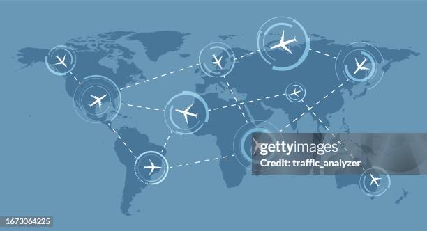 abstract world map background - airplanes - map of armenia stock illustrations