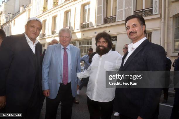 Pierre Francois Veil, a guest, Marek Halter and Doctor Seddik Haft Are attend Marianne and Marek Halter’s Roch Hachana Party in Paris on september...