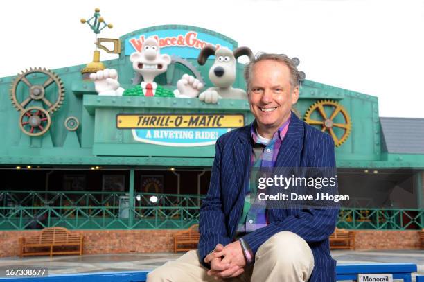 Nick Park poses as he opens the worlds first Wallace & Gromit Ride 'Thrill-O-Matic' at Blackpool Pleasure Beach on April 24, 2013 in Blackpool,...