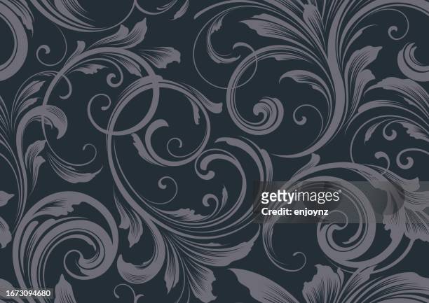 elegant victorian flourish seamless wallpaper - renaissance pattern stock illustrations