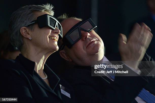 Alex Salmond, Scotland’s First Minister unveils a 3D visualization of a human head and neck on April 24, 2013 in Glasgow, Scotland. Commissioned by...