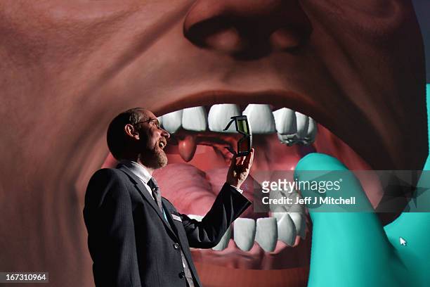Professor Paul Anderson director of Digital Design Studio attends the unveiling of a 3D visualization of a human head and neck on April 24, 2013 in...